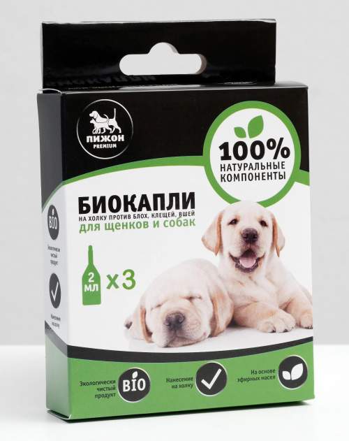 Биокапли для животных от блох и клещей "ПИЖОН Premium" 