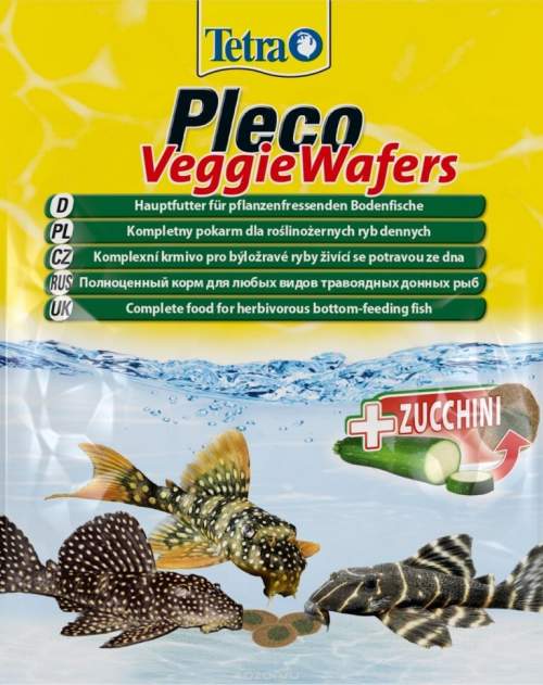 Tetra Pleco Veggie Wafers корм-пластинки с добавлением цукини для донных рыб 15 гр