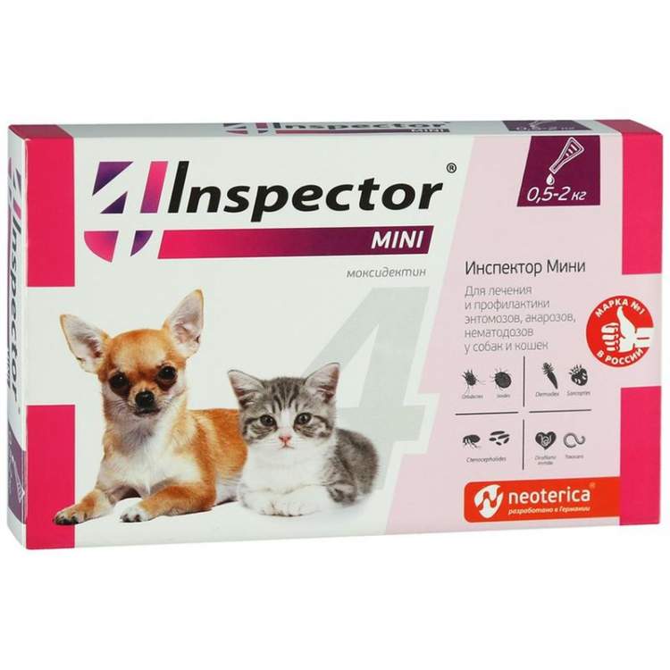 Инспектор Тотал Мини Капли для кошек и собак от 0,5 до 2 кг Инспектор Тотал Мини Капли для кошек и собак от 0,5 до 2 кг